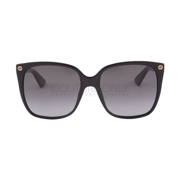 New GUCCIÂ Women Sunglasses OversizedâBlack Square GG0022S-001 Gray Gradient Lens - Picture 5 of 12